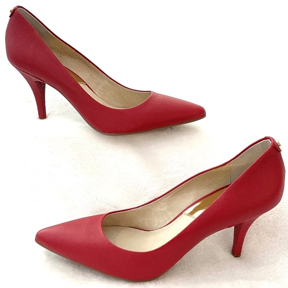 RED MICHALE KORS LEATHER POINTED TOE FLEX SLIP ON PUMPS SZ 11 - Picture 1 of 15